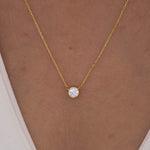 Load image into Gallery viewer, 14K Solid Gold 5 mm Solitaire Necklace K69
