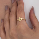 Load image into Gallery viewer, 14K Solid Gold Cross Ring Y56