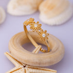Load image into Gallery viewer, 14K Solid Gold Daisy Ring Y32