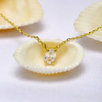 Load image into Gallery viewer, 14K Solid Gold Oval Solitaire Necklace K47