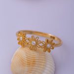 Load image into Gallery viewer, 14K Solid Gold Daisy Ring Y32