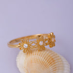 Load image into Gallery viewer, 14K Solid Gold Daisy Ring Y32