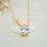 Load image into Gallery viewer, 14K Solid Gold Oval Solitaire Necklace K48