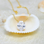 Load image into Gallery viewer, 14K Solid Gold Oval Solitaire Necklace K48