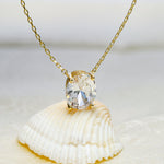Load image into Gallery viewer, 14K Solid Gold Oval Solitaire Necklace K48