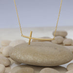 Load image into Gallery viewer, 14K Solid Gold Curved Cross Necklace K78