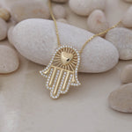 Load image into Gallery viewer, 14K Solid Gold Hamsa Necklace K80