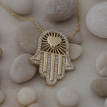 Load image into Gallery viewer, 14K Solid Gold Hamsa Necklace K80