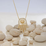 Load image into Gallery viewer, 14K Solid Gold Hamsa Necklace K80