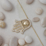 Load image into Gallery viewer, 14K Solid Gold Hamsa Necklace K80