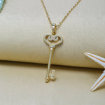 Load image into Gallery viewer, 14K Solid Gold Key Love Necklace K59