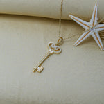 Load image into Gallery viewer, 14K Solid Gold Key Love Necklace K59