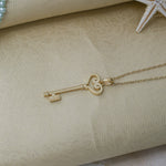 Load image into Gallery viewer, 14K Solid Gold Key Love Necklace K59