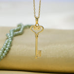 Load image into Gallery viewer, 14K Solid Gold Key Love Necklace K59