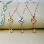 Load image into Gallery viewer, 14K Solid Gold Key Love Necklace K59