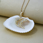 Load image into Gallery viewer, 14K Solid Gold Dolphin Necklace K61
