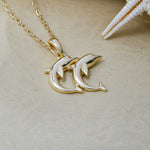 Load image into Gallery viewer, 14K Solid Gold Dolphin Necklace K61