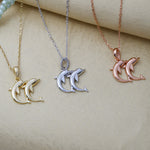 Load image into Gallery viewer, 14K Solid Gold Dolphin Necklace K61