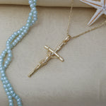Load image into Gallery viewer, 14K Solid Gold Jesus Cross Necklace K63