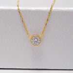 Load image into Gallery viewer, 14K Solid Gold 5 mm Solitaire Necklace K69
