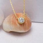 Load image into Gallery viewer, 14K Solid Gold 5 mm Solitaire Necklace K69