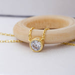 Load image into Gallery viewer, 14K Solid Gold 5 mm Solitaire Necklace K69