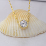 Load image into Gallery viewer, 14K Solid Gold 5 mm Solitaire Necklace K69