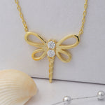 Load image into Gallery viewer, 14K Solid Gold Dragonfly Necklace K71