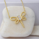 Load image into Gallery viewer, 14K Solid Gold Dragonfly Necklace K71