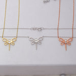 Load image into Gallery viewer, 14K Solid Gold Dragonfly Necklace K71
