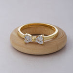 Load image into Gallery viewer, 14K Solid Gold Heart Ribbon Ring T3