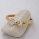 Load image into Gallery viewer, 14K Solid Gold Heart Ribbon Ring T3