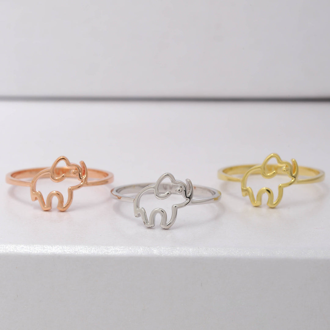 14K Solid Gold Elephant Ring Y61