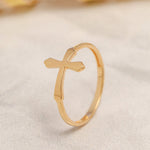 Load image into Gallery viewer, 14K Solid Gold Cross Ring Y24