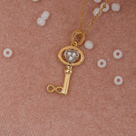 Load image into Gallery viewer, 14K Solid Gold Infinity and Key Necklace K16