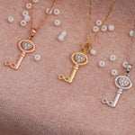 Load image into Gallery viewer, 14K Solid Gold Infinity and Key Necklace K16