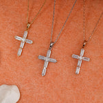 Load image into Gallery viewer, 14K Solid Gold Baguette Cross Necklace K37