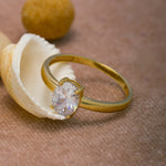 Load image into Gallery viewer, 14K Solid Gold Oval Solitaire Ring T1