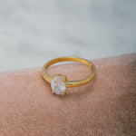Load image into Gallery viewer, 14K Solid Gold Oval Solitaire Ring T1