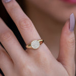 Load image into Gallery viewer, 14K Solid Gold Pave Signet Ring Y125