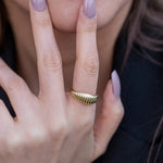 Load image into Gallery viewer, 14k Solid Gold Croissant Dome Ring Y92