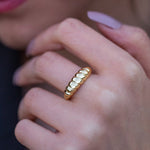 Load image into Gallery viewer, 14k Solid Gold Croissant Dome Ring Y130