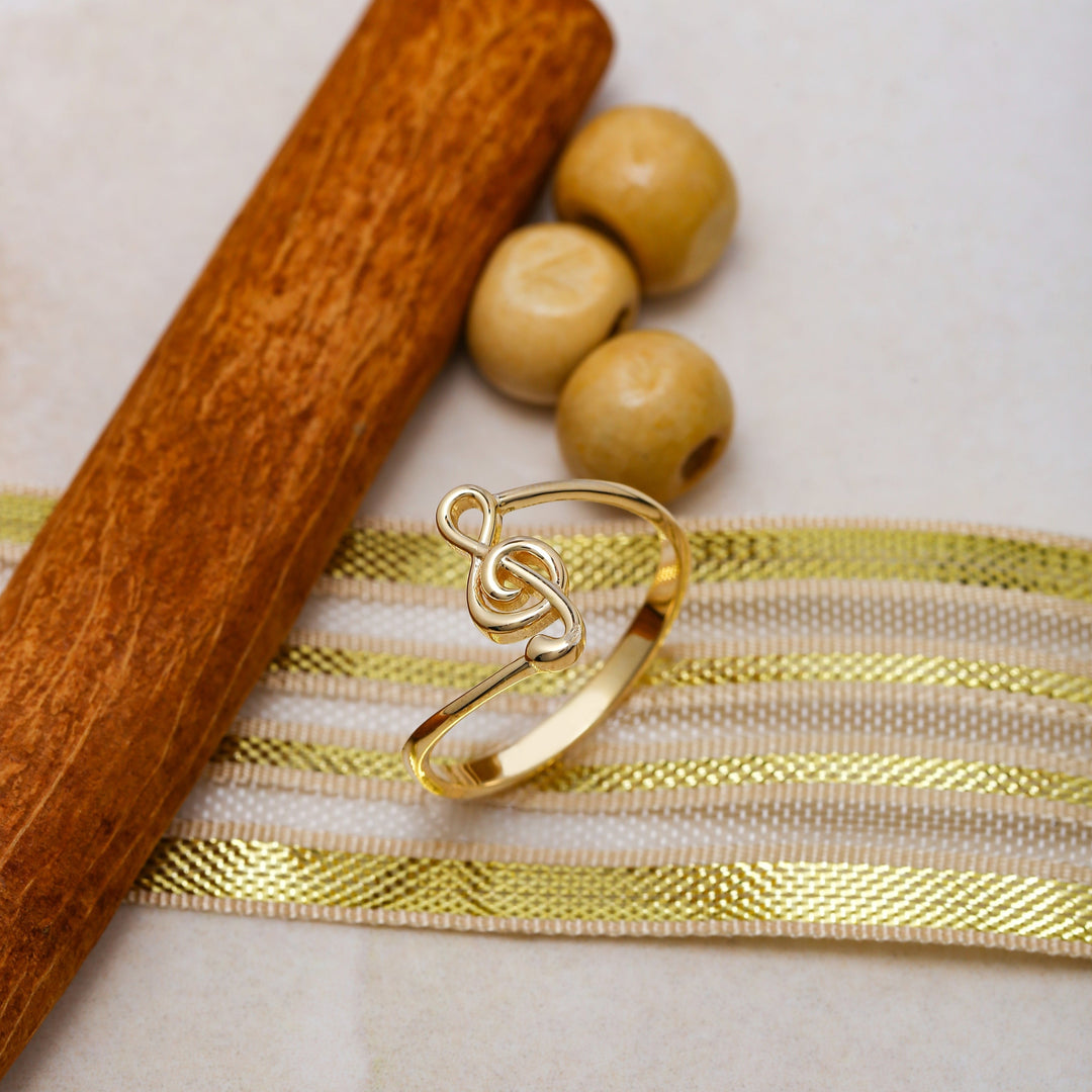 14K Solid Gold Treble Clef Ring Y48