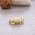 Load image into Gallery viewer, 14k Solid Gold Croissant Dome Ring Y92