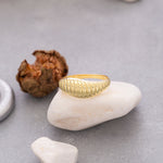 Load image into Gallery viewer, 14k Solid Gold Croissant Dome Ring Y92