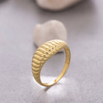 Load image into Gallery viewer, 14k Solid Gold Croissant Dome Ring Y92