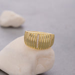 Load image into Gallery viewer, 14k Solid Gold Croissant Dome Ring Y100