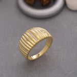Load image into Gallery viewer, 14k Solid Gold Croissant Dome Ring Y100