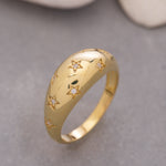 Load image into Gallery viewer, 14K Solid Gold Star Dome Ring Y121