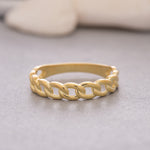 Load image into Gallery viewer, 14K Solid Gold Chain Ring Y124